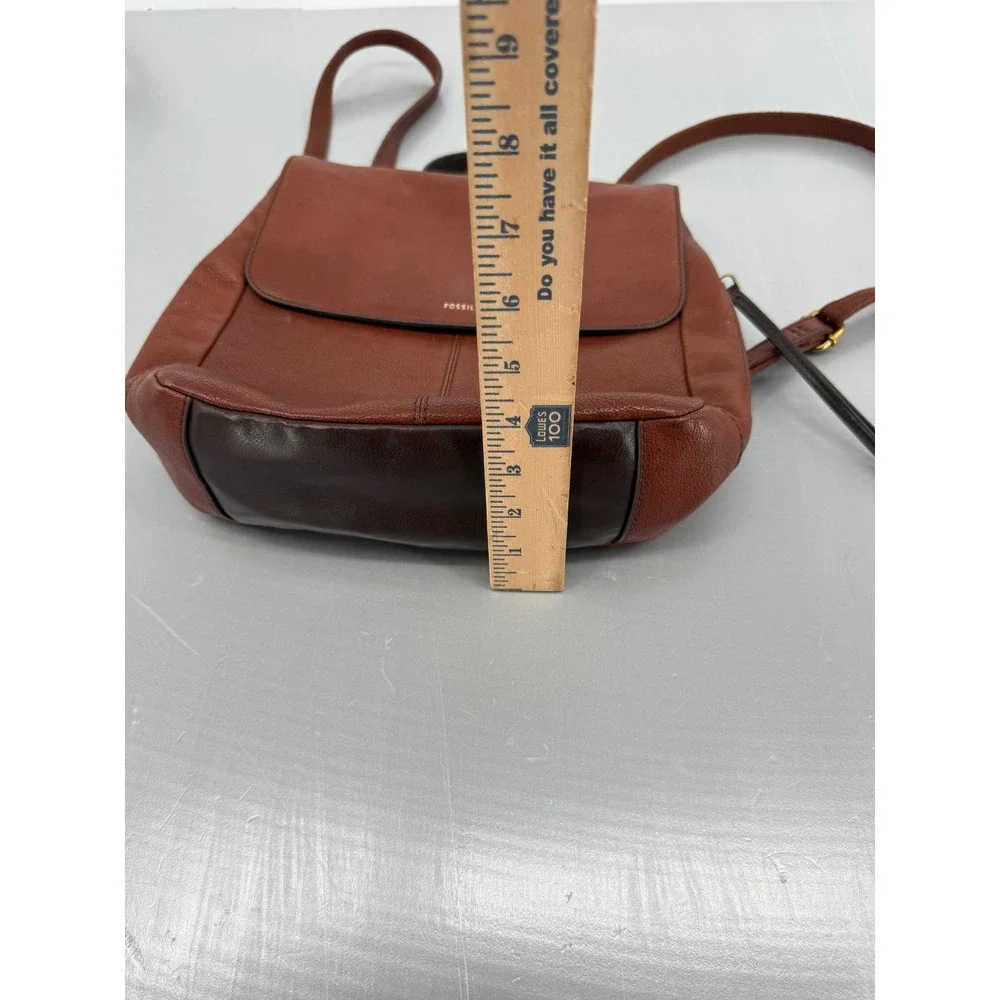 Fossil Camilla Small Cognac Brown Pebbled‎ Leather Backpack Handbag ZB7529